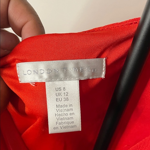 London Times Bold Red Long Sleeve Dress - Picture 2 of 7